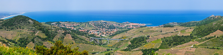 Blick über die Cote
                                          Vermeille von Argeles Plage,
                                          Collioure, St.Elme,
                                          Roussillon, Südfrankreich