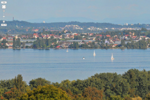 Blick vom Wasserturm Horn
                                          auf den Untersee, Reichenau
                                          und Konstanz